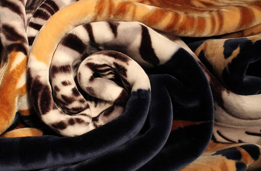 Blue white tiger heavy duty Mexican plush blanket