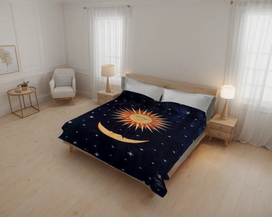 Sun and moon heavy duty faux mink Korean plush blanket