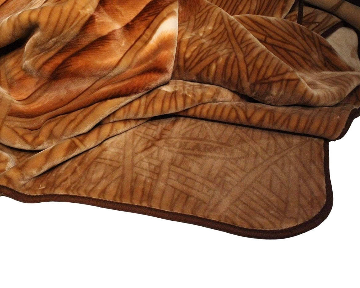 Lion heavy duty Korean faux mink plush blanket