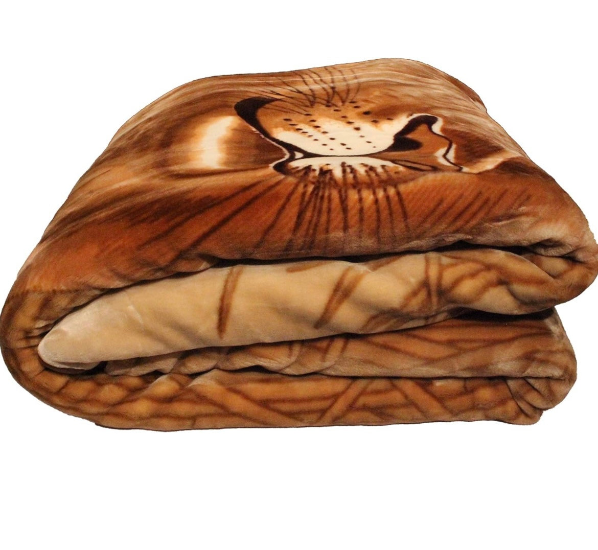 Lion heavy duty Korean faux mink plush blanket