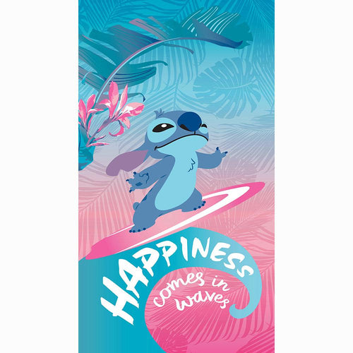 "Happiness comes in waves" stitch plush blanket