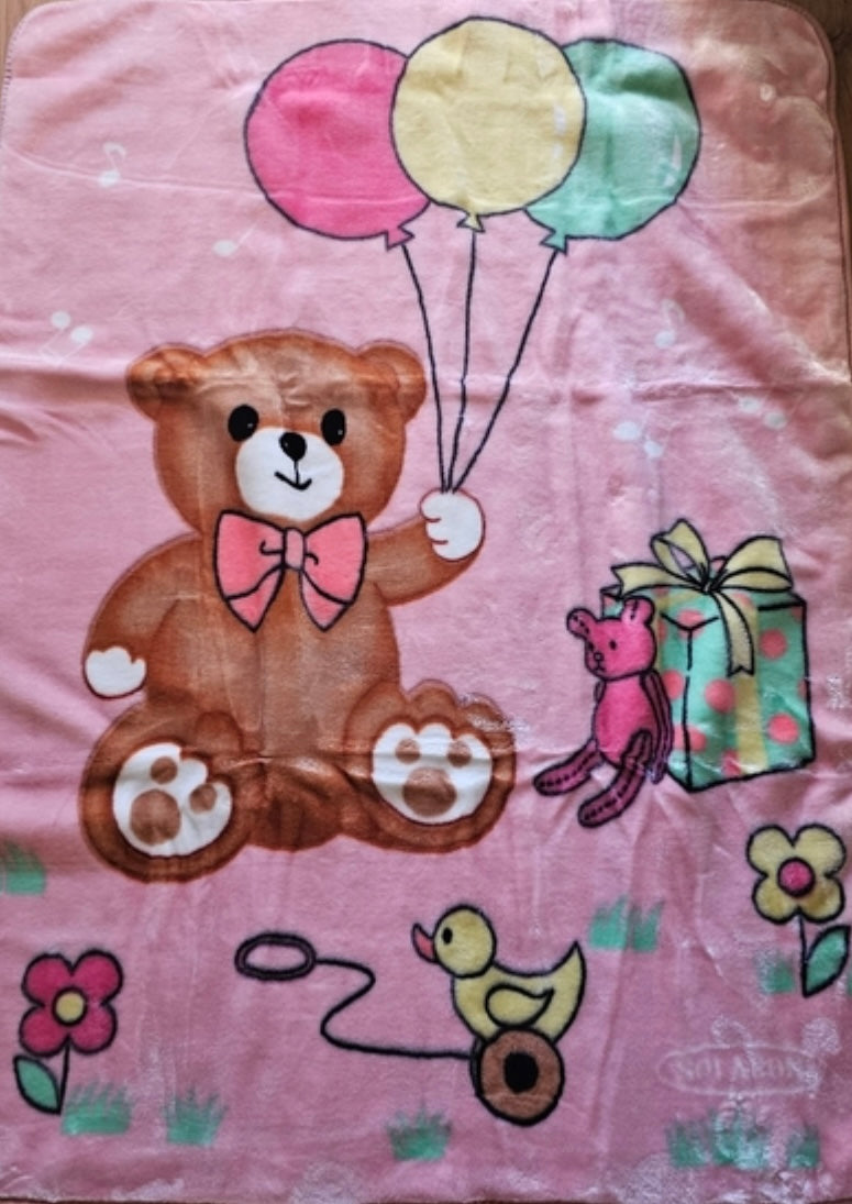 Pink baby bear blanket