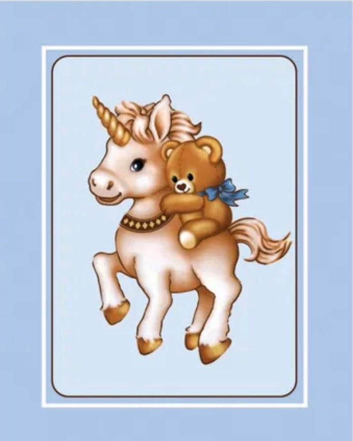 Baby blue unicorn baby blanket